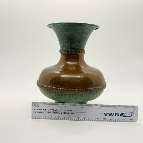 Vintage Mexican Two Toned Copper Vase - Picture 3 of 7